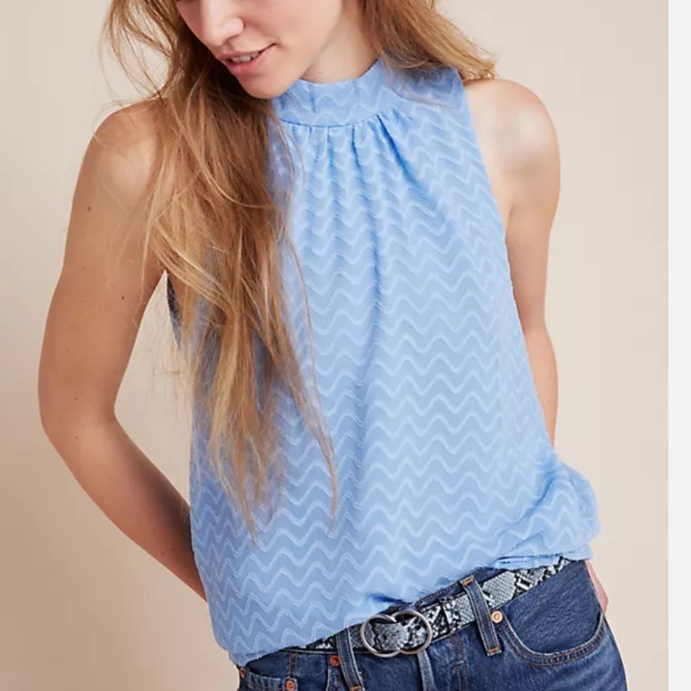 Maeve Blue Halter Blouse